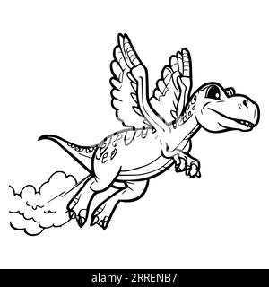 Dinosaur Flying Coloring pages pour enfants Illustration de Vecteur