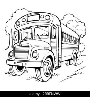 Coloriage de bus scolaire pour les enfants Illustration de Vecteur