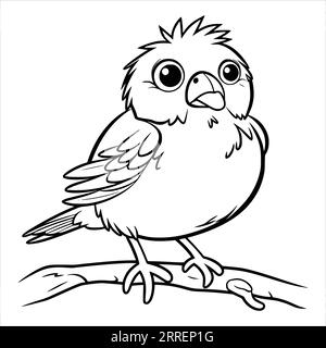 Funny Little Bird Coloriage page pour les enfants Illustration de Vecteur