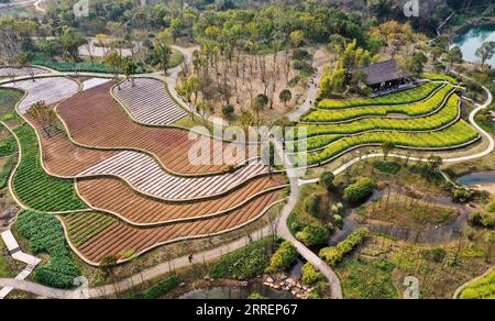 220311 -- CHONGQING, le 11 mars 2022 -- une photo aérienne prise le 10 mars 2022 montre le paysage de l'île de Guangyang dans le sud-ouest de la Chine, à Chongqing. L'île de Guangyang, la plus grande île sur la partie supérieure du fleuve Yangzi Jiang, est riche en ressources naturelles. Ces dernières années, une série de mesures ont été prises pour restaurer l'environnement écologique naturel de l'île. Maintenant, l'île attire un grand nombre de touristes chaque printemps. CHINE-CHONGQING-GUANGYANG ISLE-SPRING-SCENERY CN WANGXQUANCHAO PUBLICATIONXNOTXINXCHN Banque D'Images