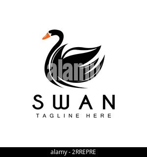 Logo de cygne, conception d'animal d'oiseau, logo de canard, vecteur d'étiquette de marque de produit Illustration de Vecteur