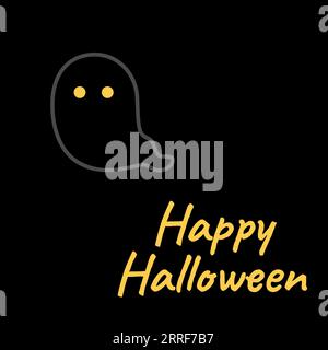 Composite de texte joyeux halloween et fantôme halloween sur fond noir Banque D'Images