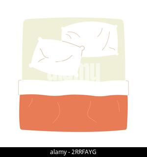 Lit king size confortable objet vectoriel de couleur semi-plat Illustration de Vecteur