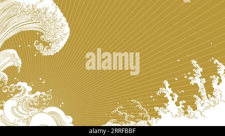 Fond de conception de motif de vague de style japonais doré. Données vectorielles faciles à modifier. Illustration de Vecteur