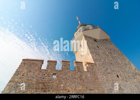 KIZ Kulesi ou Maiden's Tower vue grand angle rapprochée. Monuments de Istanbul photo de fond. Banque D'Images