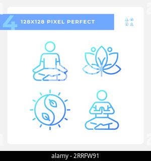 Jeu d'icônes de méditation de gradient pixel Perfect Illustration de Vecteur