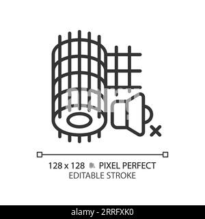 Icône linéaire mince noire en maille insonorisée personnalisable Illustration de Vecteur