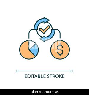 Icône de partage d'informations 2D en ligne fine et colorée Illustration de Vecteur