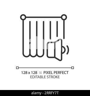 Icône linéaire mince noire de rideau insonorisé personnalisable Illustration de Vecteur