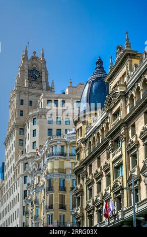 Bâtiment historique Art nouveau le long de Gran via, Madrid, Espagne Banque D'Images