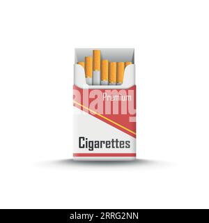 Paquet de cigarettes icône dans le style plat. Illustration vectorielle fumante sur fond isolé. Concept d'affaires de signe de boîte de tabac. Illustration de Vecteur