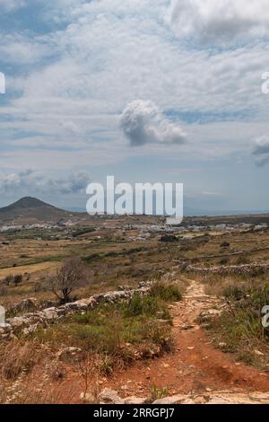 Route byzantine menant au village de Prodromos sur l'île de Paros Banque D'Images