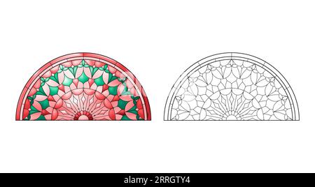 Feuille de travail avec verre d'église teinté dans des couleurs dégradés rouges. Illustration de Vecteur