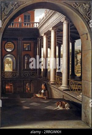 Une lecture de jeunesse dans un palais de la Renaissance (c. 1662-67) par Samuel van Hoogstraten (1627-1678) pays-Bas Dordrecht Banque D'Images