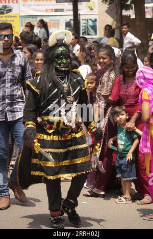 Rajkot, Inde. 7 septembre 2023. Portrait de monstre dans le rallye de Janmashtami à Malviya Chowk Rajkot. Crédit : Nasirkhan Davi/Alamy Live News Banque D'Images