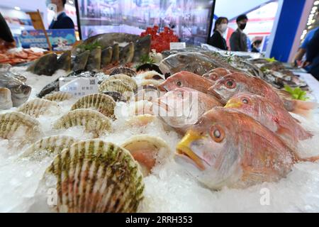 220610 -- FUZHOU, 10 juin 2022 -- une photo prise le 10 juin 2022 montre des produits exposés lors de la China Fuzhou International Seafood & Fisheries Expo qui s'est tenue à Fuzhou, capitale de la province du Fujian du sud-est de la Chine. Le China Fuzhou International Seafood & Fisheries Expo a ouvert ses portes vendredi. Plus de 300 entreprises et institutions de plus de 10 provinces et villes de Chine ont participé à l'expo. CHINA-FUZHOU-SEAFOOD-FISHERIES-EXPO CN LINXSHANCHUAN PUBLICATIONXNOTXINXCHN Banque D'Images