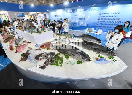 220610 -- FUZHOU, 10 juin 2022 -- une photo prise le 10 juin 2022 montre des produits exposés lors de la China Fuzhou International Seafood & Fisheries Expo qui s'est tenue à Fuzhou, capitale de la province du Fujian du sud-est de la Chine. Le China Fuzhou International Seafood & Fisheries Expo a ouvert ses portes vendredi. Plus de 300 entreprises et institutions de plus de 10 provinces et villes de Chine ont participé à l'expo. CHINA-FUZHOU-SEAFOOD-FISHERIES-EXPO CN LINXSHANCHUAN PUBLICATIONXNOTXINXCHN Banque D'Images