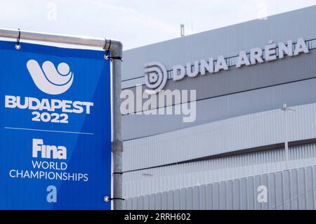 220616 -- BUDAPEST, 16 juin 2022 -- la photo prise le 15 juin 2022 montre la Duna Arena, le lieu principal des 19e Championnats du monde de la FINA, à Budapest, en Hongrie. Photo par /Xinhua SPHUNGARY-BUDAPEST-FINA CHAMPIONNATS DU MONDE SITES AttilaxVolgyi PUBLICATIONxNOTxINxCHN Banque D'Images