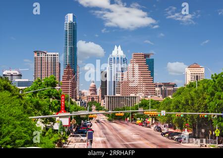 Austin, Texas, États-Unis paysage urbain du centre-ville sur Congress Avenue. Banque D'Images