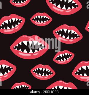 Modèle de lèvres sans couture avec des dents de requin. Illustration de Vecteur