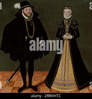 Couple princier allemand inconnu, de c.1580 jusqu'en 1600. Banque D'Images