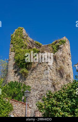 L'ancienne forteresse surplombant le château de Collodi, en Italie, par une journée ensoleillée Banque D'Images