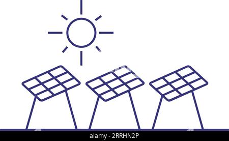 Icône de ligne de panneaux de batterie solaire Illustration de Vecteur