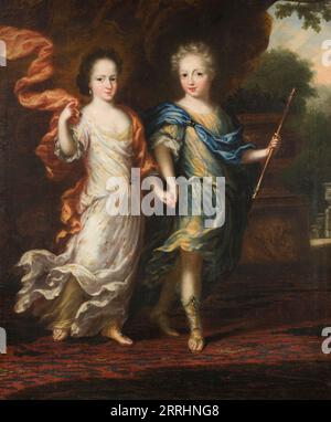 Charles XII, 1682-1718, roi de Suède, comte palatin de Zweibr&#xfc;cken et Hedvig Sofia, 1681-1708, princesse de Suède, duchesse de Holstein-Gottorp, 1687. Banque D'Images