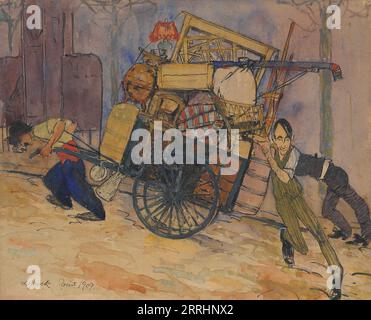 Déménagement de l'artiste Carl Frisendahl à Montparnasse, Paris, 1909. Banque D'Images