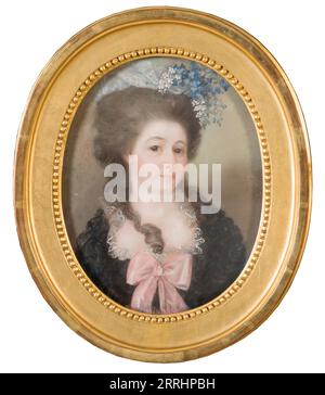 Portrait de dame (avec des fleurs dans le chapeau), date inconnue. Banque D'Images