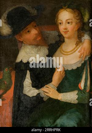 Scène de genre appelée Gustave II Adolphe, 1594-1632, Roi et Ebba Brahe, 1596-1674, c17ème siècle. Banque D'Images