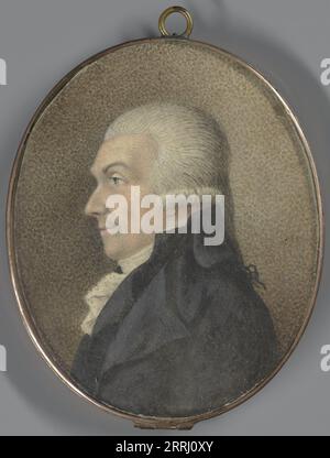 Portrait miniature recto-verso : Arend Willem Baron van Reede, 1800-1830. Probablement Arend Willem Baron van Reede (1747-1815), adjudant-général du détenteur de Prins Erfstad, major général de l'infanterie et envoyé à Berlin. Profil vers la gauche. (Au revers, son fils Willem Frederik Baron van Reede (1770-1838), ministre des Affaires étrangères et président du Sénat des États généraux). Banque D'Images