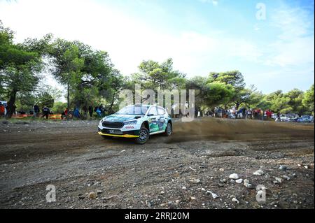 Loutraki, Grèce. 08 septembre 2023. Nikolay Gryazin de Russie et Konstantin Aleksandrov de Russie concourront avec leur Skoda Fabia RS #26 lors du premier jour du Championnat du monde FIA des rallyes EKO Acropolis Rally le 08 septembre 2023 à Loutraki, Grèce. Crédit : Agence photo indépendante/Alamy Live News Banque D'Images