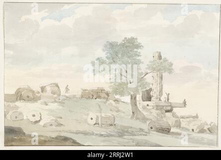 Vestiges du Temple d'Héraclès dans les murs de l'ancienne Agrigente, 1778. Tiré de l'album 'Voyage en Italie, Sicile et Malte'. Banque D'Images