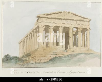 Temple de la Concorde dans les murs du vieux Agrigentum, 1778. Tiré de l'album 'Voyage en Italie, Sicile et Malte'. Banque D'Images
