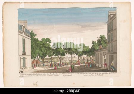 Vue d'un boulevard de Paris, vue de la rue des filles du Calvaire vers le quartier de Belleville, 1745-1775. Banque D'Images