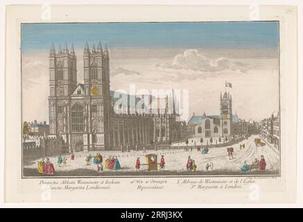 Vue de l'abbaye de Westminster et de l'église St Margaret à Londres, 1745-1775. Banque D'Images