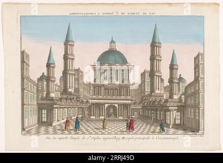 Vue de la mosquée Sainte-Sophie à Constantinople, 1745-1775. Banque D'Images