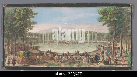 Vue du bassin de Neptune dans le jardin de Versailles, vers 1691-après 1753. Banque D'Images