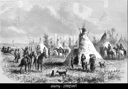 'Village Sioux près de fort Laramie ; Ocean to Ocean, the Pacific Railroad', 1875. De, 'Illustrated Travelss' de H.W. Bates. [Cassell, Petter et Galpin, c1880, Londres] Banque D'Images