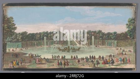 Vue du bassin d'Apollon dans le jardin de Versailles, 1700-1799. Banque D'Images