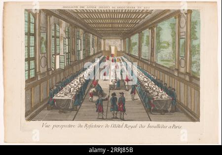 Vue de la salle à manger du H&#xf4;tel des Invalides à Paris avec une compagnie de repas, 1700-1799. Banque D'Images