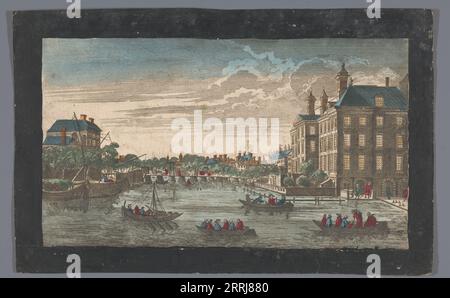 Vue de la Binnen-Amstel et de la Diaconieweeshuis à Amsterdam, 1700-1799. Banque D'Images