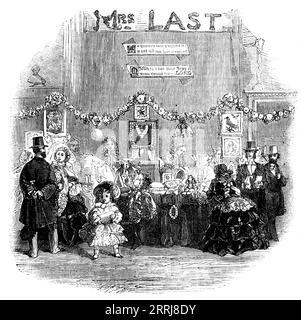 Fancy Bazaar s'est récemment tenu dans l'hôtel de ville, Hadleigh, Suffolk, à l'aide de la restauration de l'intérieur de l'église Hadleigh, 1858. 'Les habitants du lieu ont récemment été réveillés à un sentiment de la valeur et de la beauté de l'héritage que la piété et munificence d'eux ancêtres leur ont légué. L'extérieur de leur vénérable église a déjà été restauré, au prix de plus de &#xa3;1100, levé tout à fait dans des contributions volontaires ; et maintenant un désir général se pose de rendre l'intérieur digne de l'extérieur... avec la vue de commencer un fonds pour ce désirable Banque D'Images