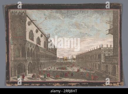 Vue de la place Saint-Marc à Venise, 1700-1799. A gauche, le Palazzo Ducale et à droite, la Biblioteca Marciana. Banque D'Images