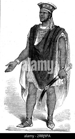 Ira Aldridge, The African Tragedian, comme "Othello", 1858. Acteur britannique d'origine américaine, dramaturge et directeur de théâtre. '...ses usurpations de...Othello, Gambie, Zanga, et d'autres personnages adaptés à son teint, ont eu tellement de succès qu'il s'est élevé rapidement dans la renommée histrionique... à la chute du rideau [au Théâtre Covent-Garden], il a été appelé et applaudi avec enthousiasme... comme un acteur tragique et comique, les talents de M. Aldridge sont indéniablement grands. Dans la tragédie, il a une intensité solennelle de style, éclatant occasionnellement dans un feu de declama invective féroce ou passionné Banque D'Images