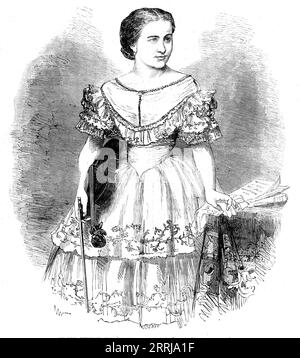 Mdlle. Humler, violoniste suédois, 1858. 'Ce lady...began à jouer du violon dans sa septième année, sous la direction de son père, un amateur zélé. Dès ses premiers débuts, elle donne la preuve de son talent remarquable, et elle est envoyée au Conservatoire de Munich, où elle reçoit une éducation classique ; de là à Paris, où elle progresse très rapidement sous la direction de son maître, M. Alard. Après avoir étudié deux ans dans cette ville, elle a reçu le deuxième prix au Conservatoire. Elle a ensuite procédé, en tournée en Allemagne et dans les départements de France, où un brillant succès couronne Banque D'Images