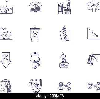 Ensemble d'icônes de ligne de faillite Illustration de Vecteur