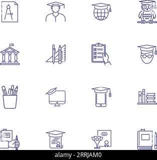 Jeu d'icônes de ligne enseignement supérieur Illustration de Vecteur