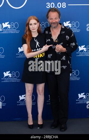 Venise, Italie. 08 septembre 2023. Jessica Chastain et Peter Sarsgaard présents au Memory Photocall dans le cadre du 80e Festival du film de Venise (Mostra) à Venise, Italie, le 08 septembre 2023. Photo Aurore Marechal/ABACAPRESS.COM crédit : Abaca Press/Alamy Live News Banque D'Images